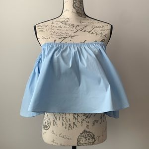 Zara Woman Off-Shoulder Ruffle Sleeve Crop Top